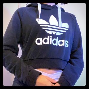 Adidas black cropped hoodie